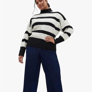 City Chic Black and White Striped Turtleneck Sweater